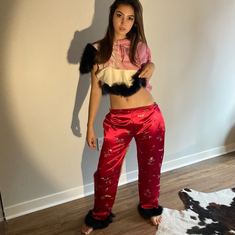 Elegant Pink and Red Women's Sleepwear Set